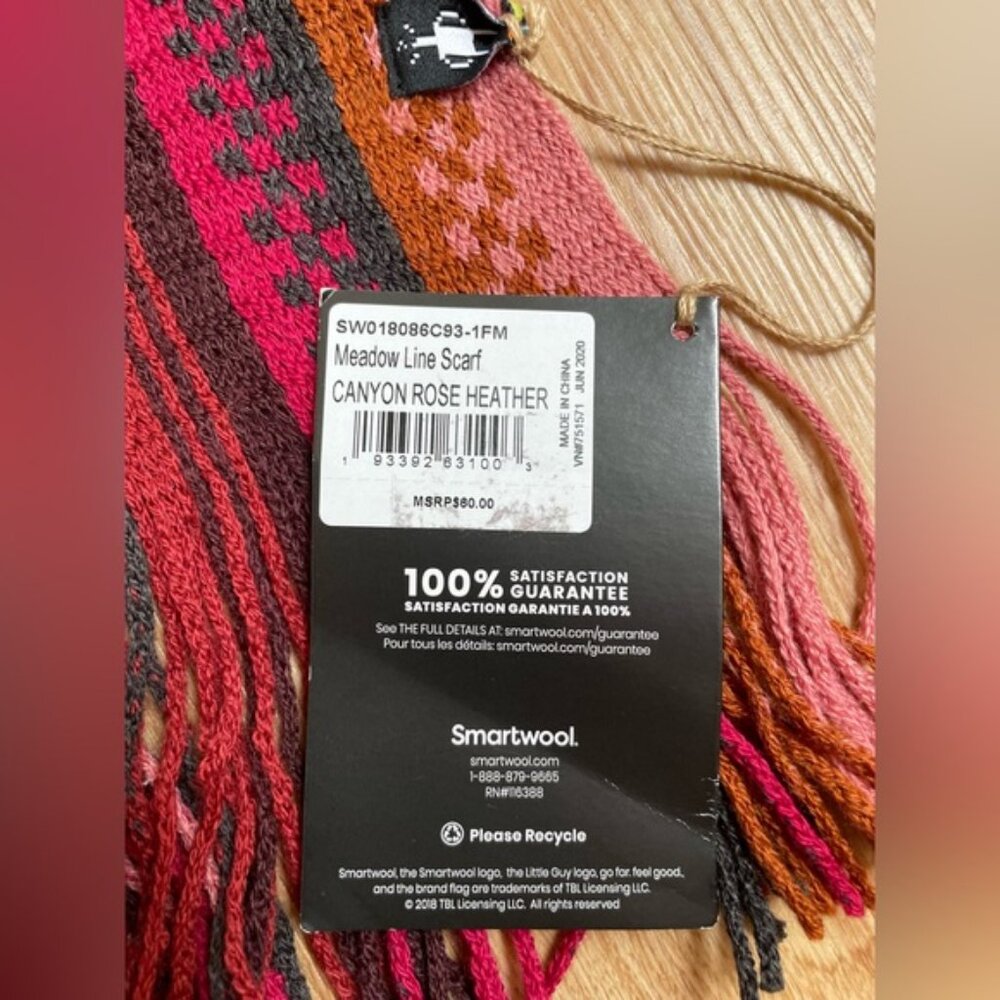 New Nwt Smartwool Striped Wool Scarf Fringe Meado… - image 5